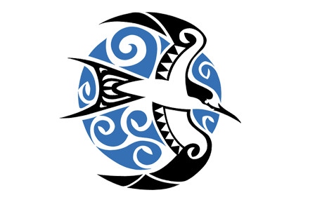 A bird in a blue circle, tribal style